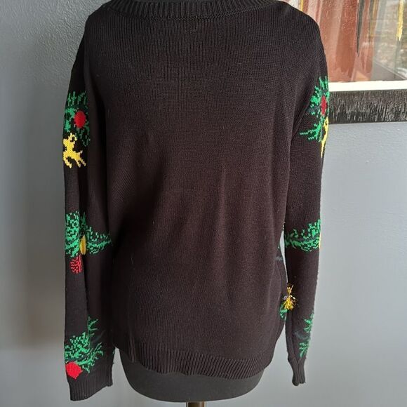 No Boundaries black tinsel/pom pom/sequin/bell applique Christmas sweater. - Picture 5 of 6
